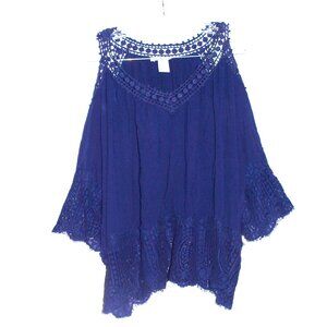 K.Jordan Blue Top With Beautiful Lace And Crochet size XL